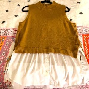 Tan sleeveless knit top